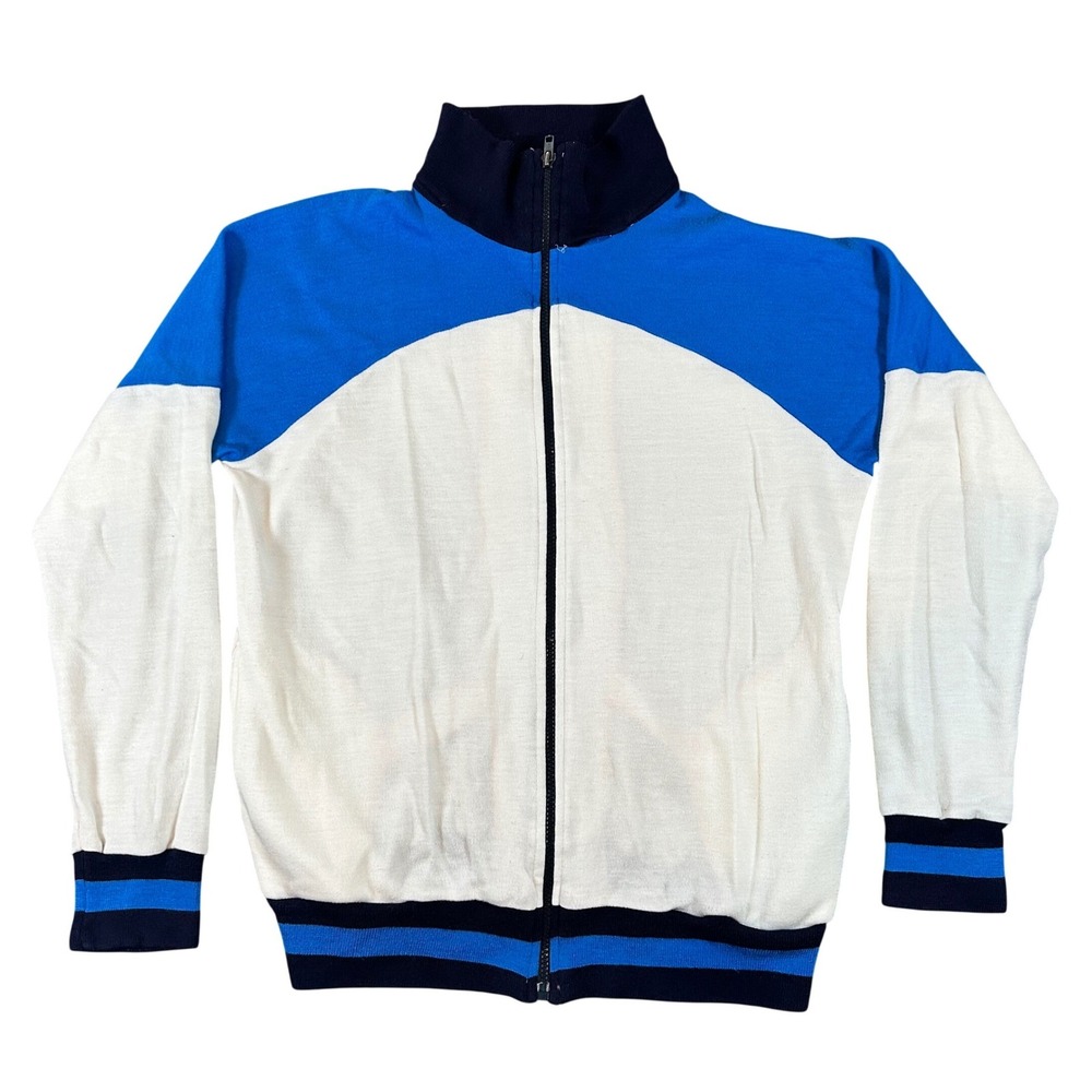 VTG Oshmans Sportswear Mens Blue White Colorblock Full Zip Track Jacket L 80s